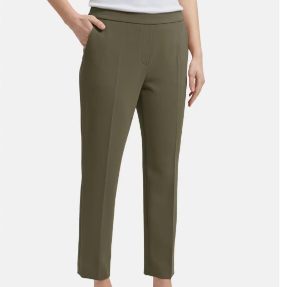Theory Slim Cropped Pull-On Pant in Crepe 00